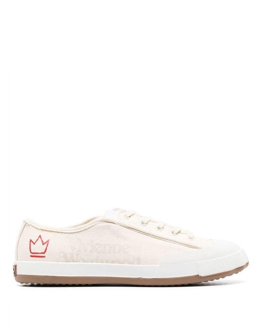 Vivienne Westwood White Logo Canvas Sneakers for men