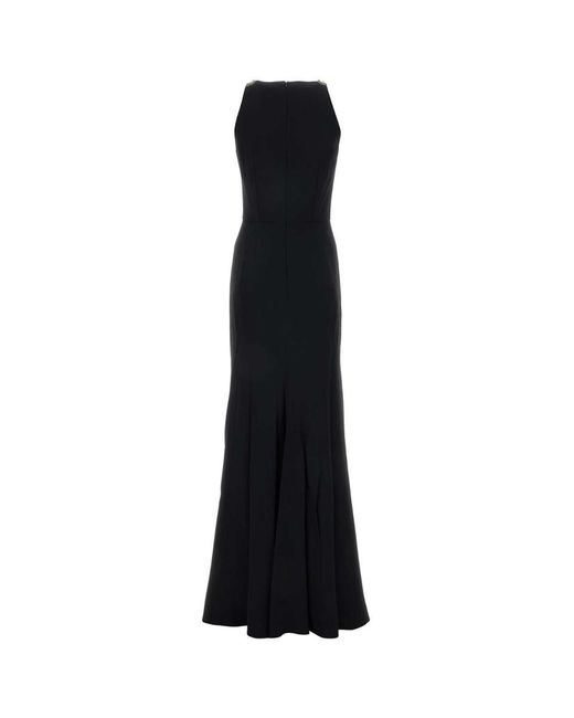 Alexander McQueen Black Crystal-embellished Slim-fit Woven Maxi Dress