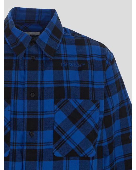 Off-White c/o Virgil Abloh Blue Check Flann Shirt for men