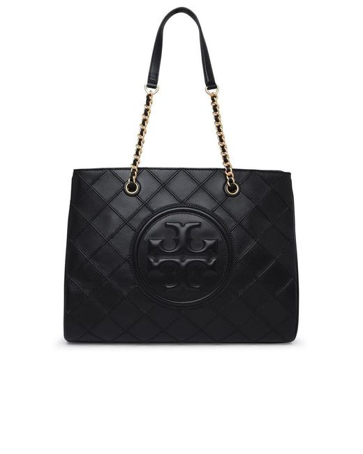 Tory Burch Fleming Soft Quilted Black Leather Bag Lyst