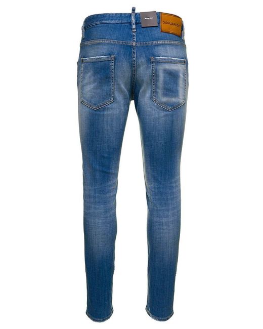 DSquared² 'skater' Light E 5-pockets Used Wash Jeans In Stretch Cotton Denim  in Blue for Men | Lyst