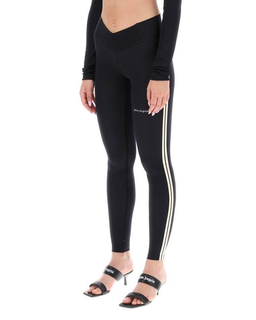 Palm Angels Blue leggings With Contrasting Side Bands