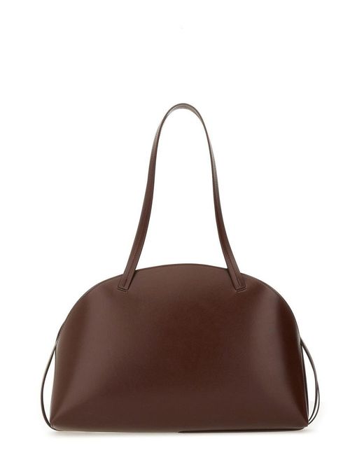 Jil Sander Brown Elegant Leather Shoulder Bag