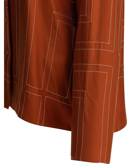 Totême  Brown Monogram Silk Shirt