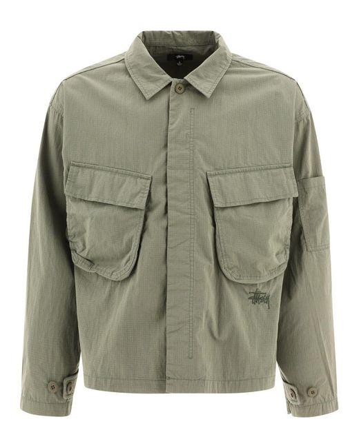 Stussy Green "Military" Overshirt Jacket for men