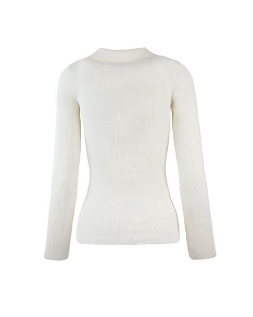 Elisabetta Franchi White Maglia A Costine Con Dettagli À Jour Bianca