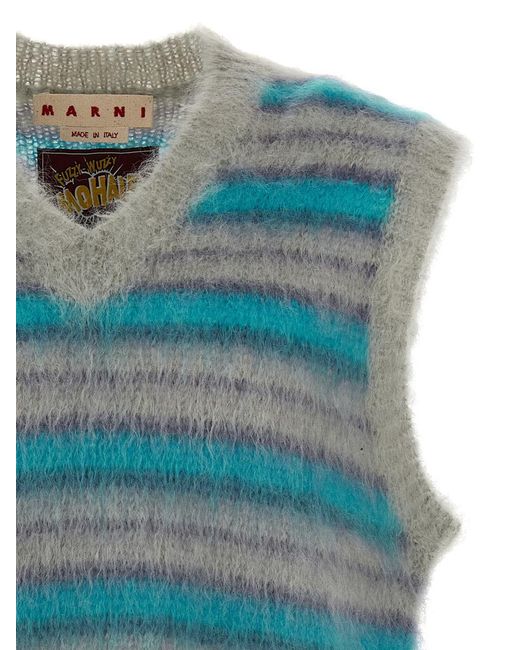 Marni Blue 'Brushed Stripes Fuzzy Wuzzy' Vest for men