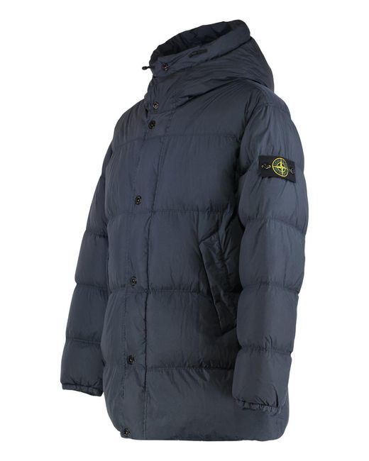 Stone Island Blue Parka With Hood for men