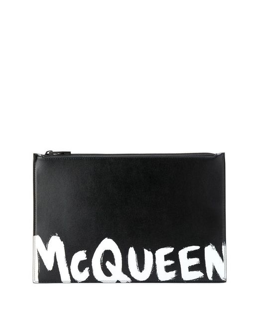 Alexander McQueen Black Contrast Logo Print Clutch for men