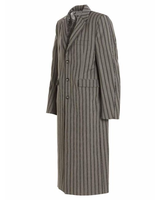 VTMNTS Gray Striped Long Coat for men