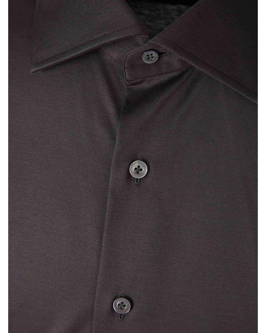 Fray Black Micro Knit Shirt for men