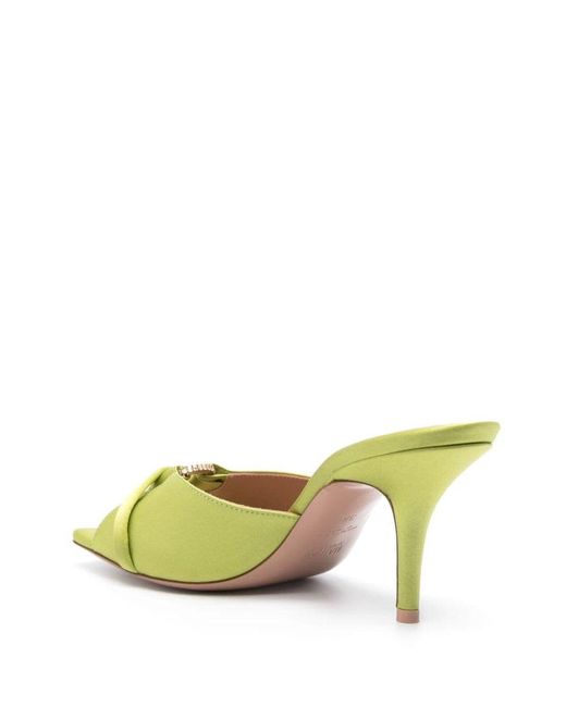 Malone Souliers Yellow Patricia 70 Satin Heel Mules