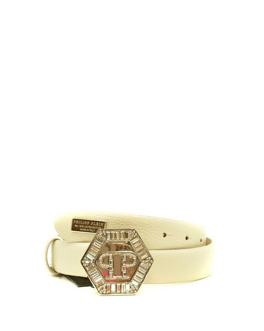 Philipp Plein logo-plaque Metallic Belt - Silver