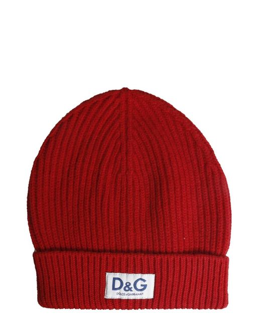 Dolce \u0026 Gabbana Wool Knitted Hat in Red 