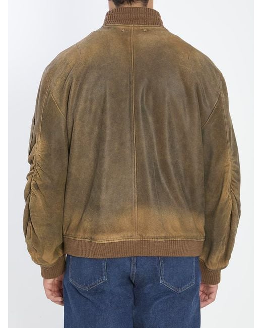Golden Goose Deluxe Brand Brown Bomber Leather Jacket for men