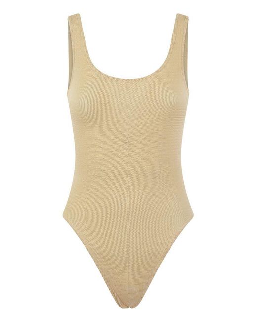 Mc2 Saint Barth Natural Lora - One-piece Swimsuit With Round Neckline