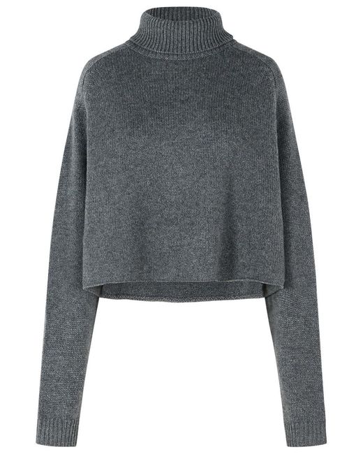 Lisa Yang Gray 'Cathie' Dark Cashmere Turtleneck Sweater