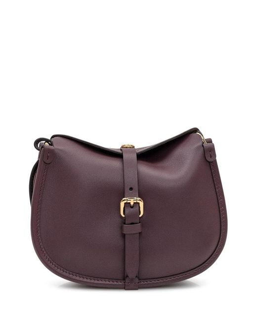 Etro Purple Bordeaux Shoulder Bag With Buckle