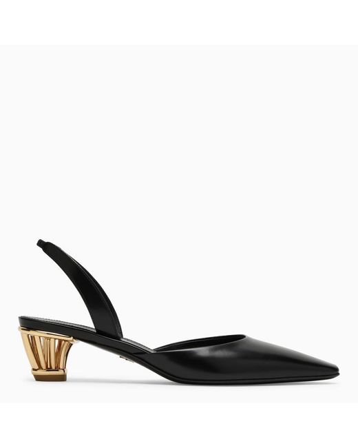 Ferragamo Black Slingback With Cage Heel