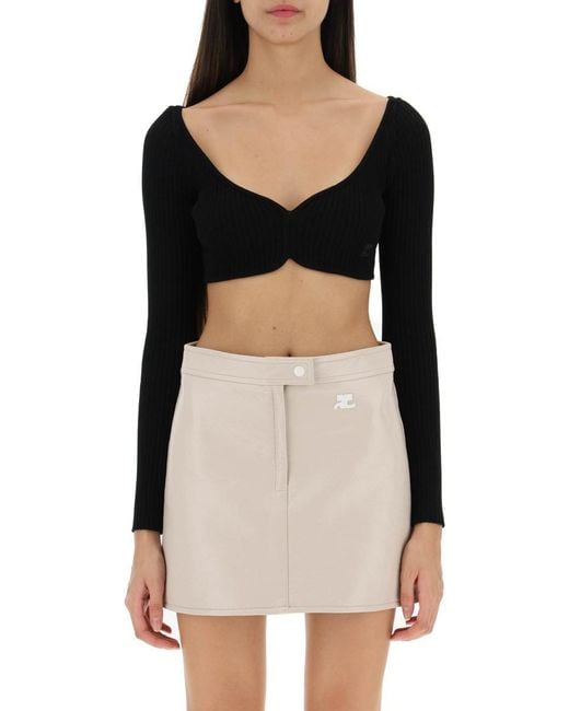 Courreges Black Courreges Ribbed Cropped Sweater