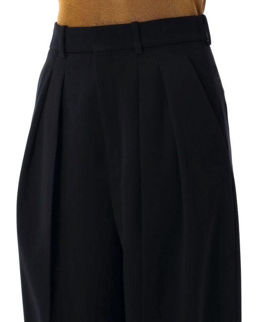 Saint Laurent Black Grain De Poudre Wide-Leg Pants