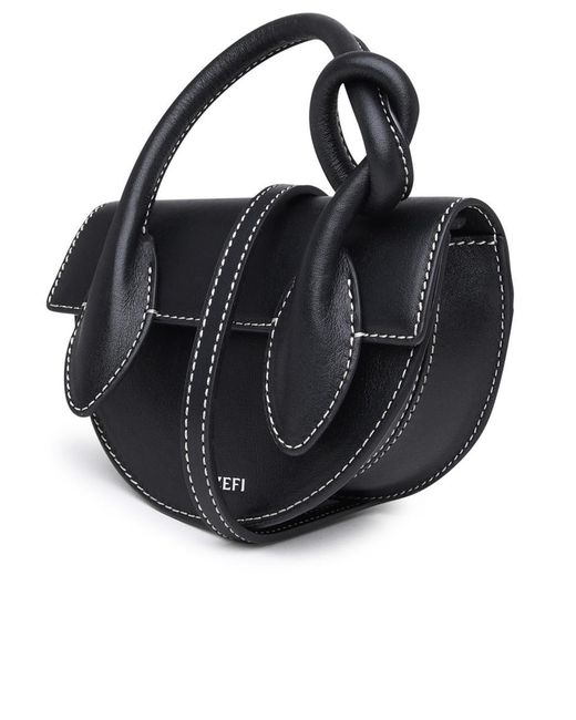 Yuzefi Black Leather Mini Pretzel Bag