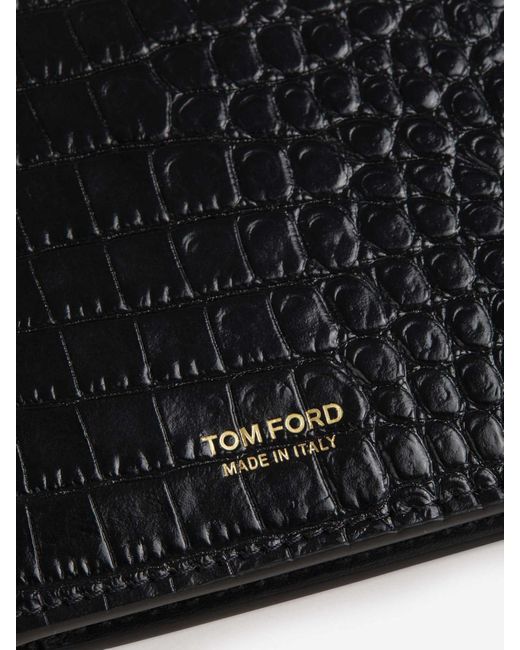 Tom Ford Black Croco Effect Leather Wallet for men