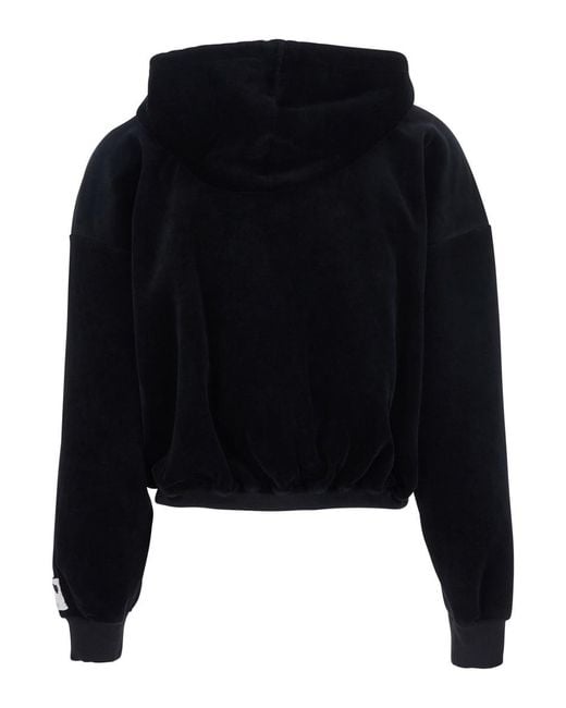 Golden Goose Deluxe Brand Black Sweatshirt With Fixed Hood And Logo Patch On The Sleeve