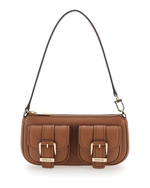 Michael Kors Brown 'Zoe' Shoulder Bag With Pockets And Straps On The Front
