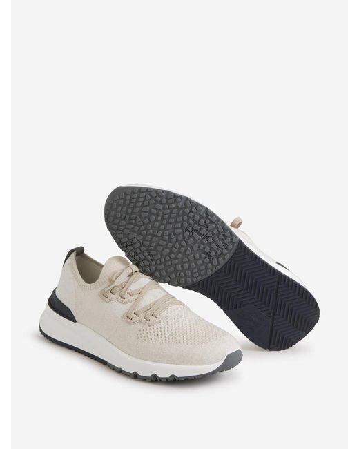 Brunello Cucinelli White Cotton Running Sneakers for men