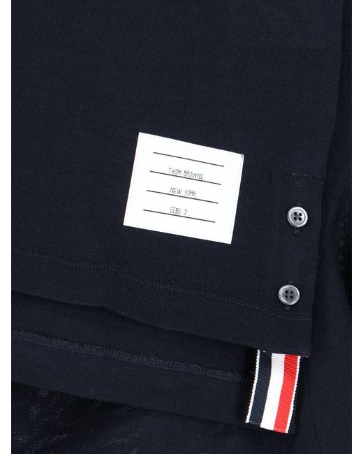 Thom Browne Blue Tricolor Detail Polo Shirt for men