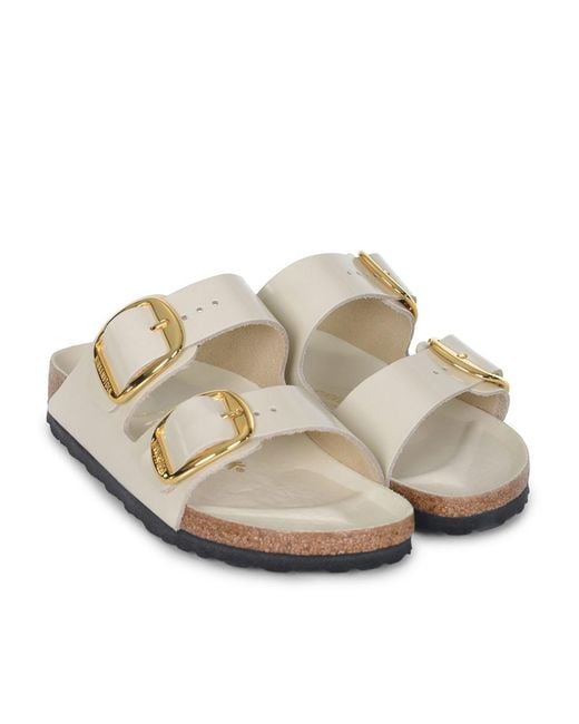 Birkenstock White 'Arizona Big Buckle' Slippers