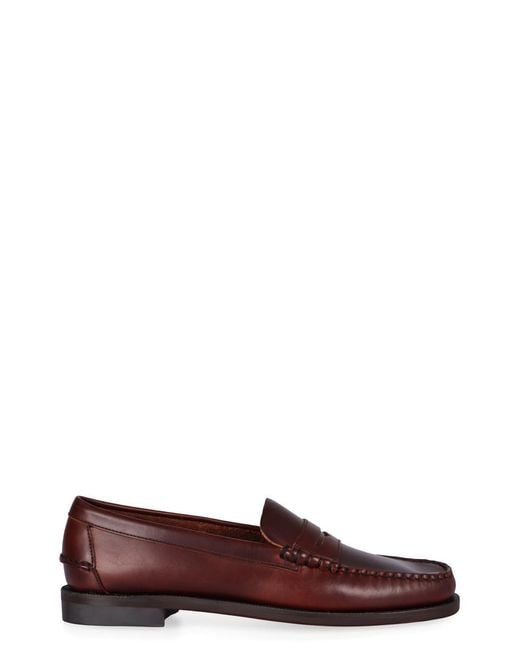 Sebago Brown Dan Waxy Leather Loafers for men