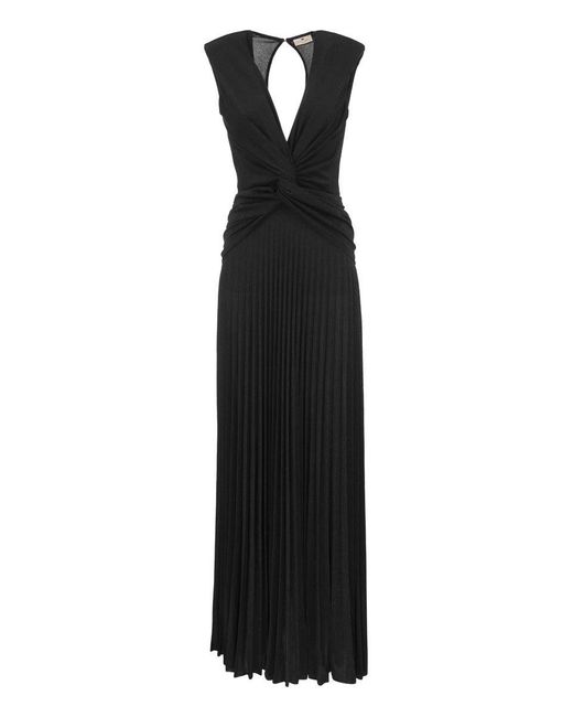 Elisabetta Franchi Synthetic Red Carpet Dress With Lurex Drape in Black ...