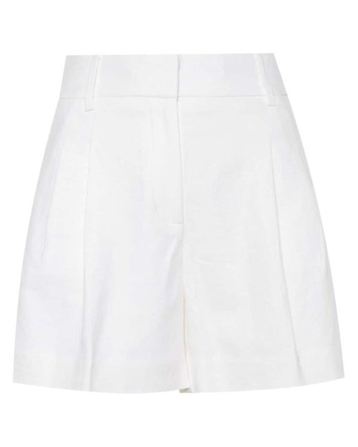 Michael Kors White Pleat-detail Tailored Shorts