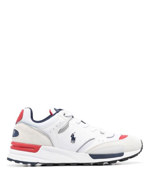 Polo Ralph Lauren White Panelled Lace-up Sneakers for men
