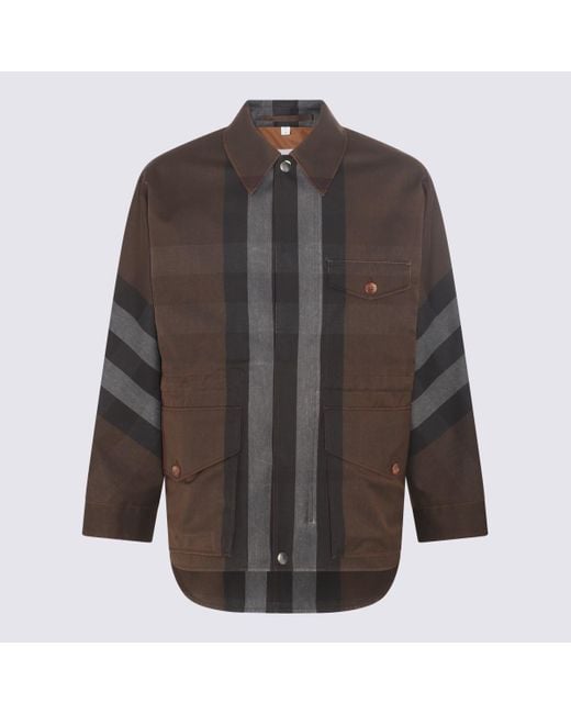 Burberry Dark Birch Brown Cotton Blend Field Casual Jacket for men