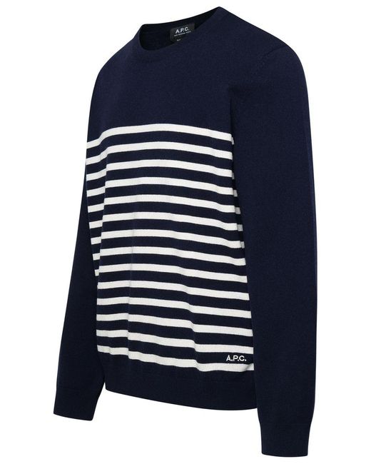 A.P.C. Blue Matthew Stripe Cashmere Blend Sweater for men