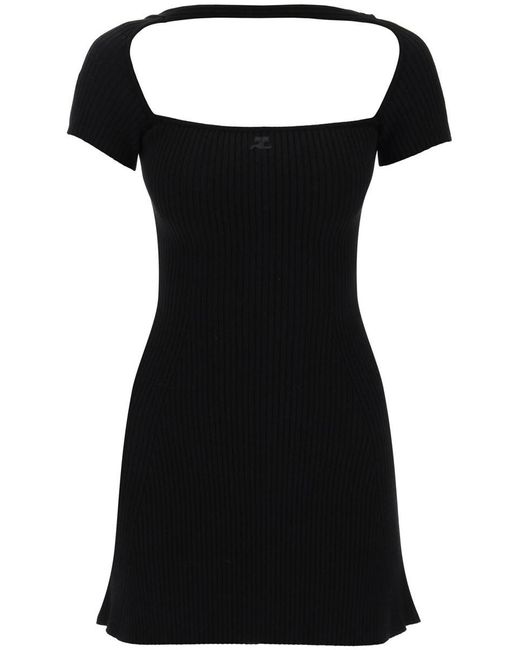 Courreges Black "Hyperbole Mini Ribbed Jersey Dress With