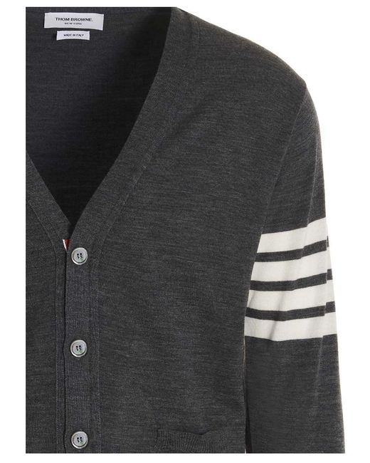 Thom Browne Black Striped Cardigan for men