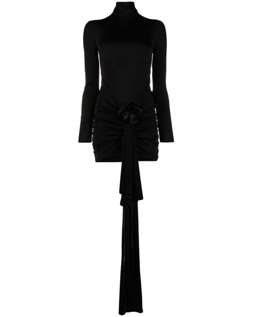 Saint Laurent Black Jersey High Neck Short Dress