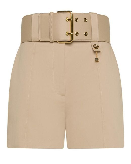 Elisabetta Franchi Natural Stretch Cotton Shorts With Belt