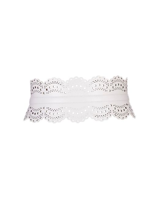 Alaïa White Bustier Belt In Perforated Leather