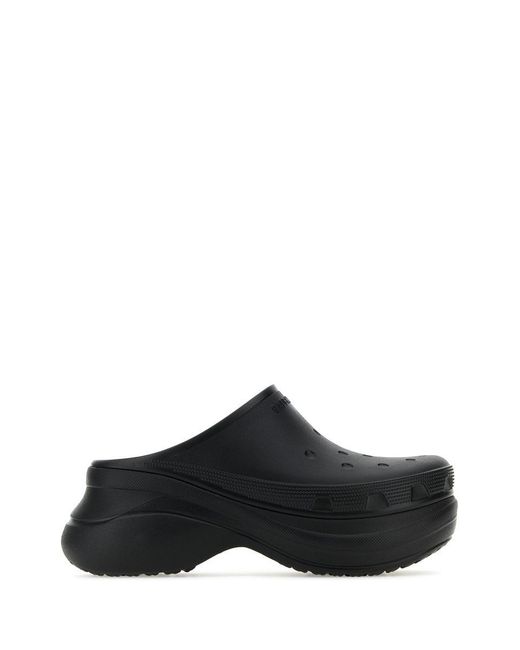 Balenciaga Black X Crocs Platform-sole Rubber Mules for men