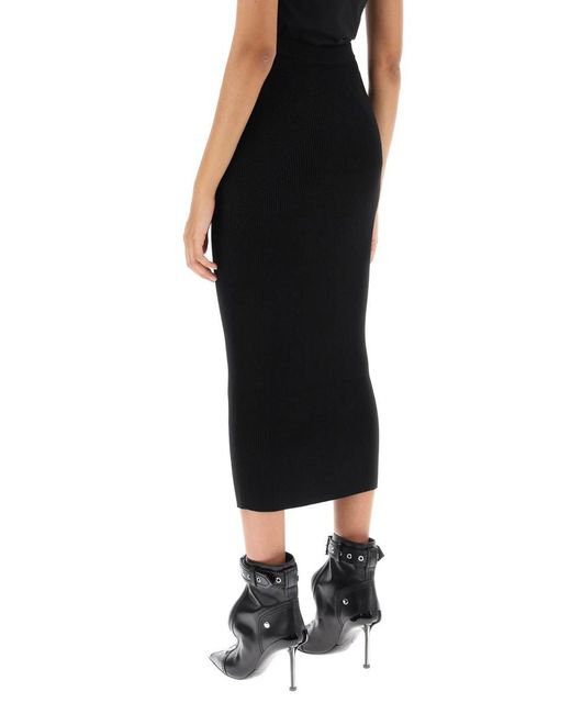 Alexander McQueen Black Ribbed-knit Pencil Skirt