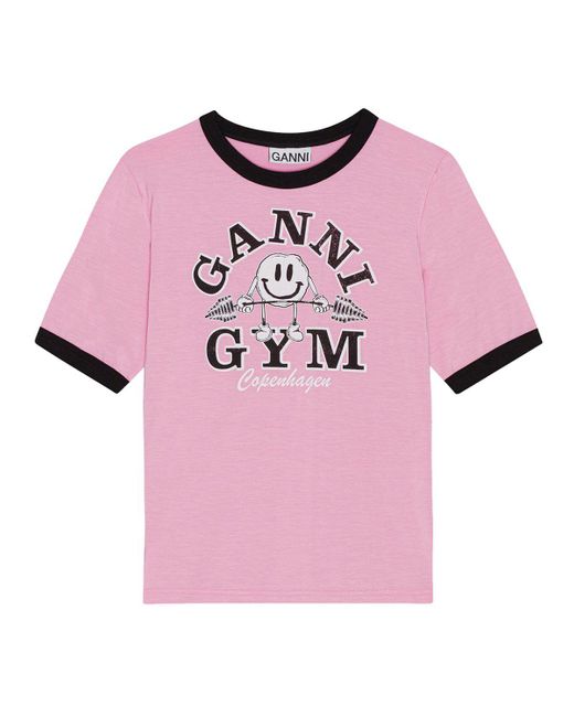 Ganni Pink Gym Lyocell Blend T-Shirt