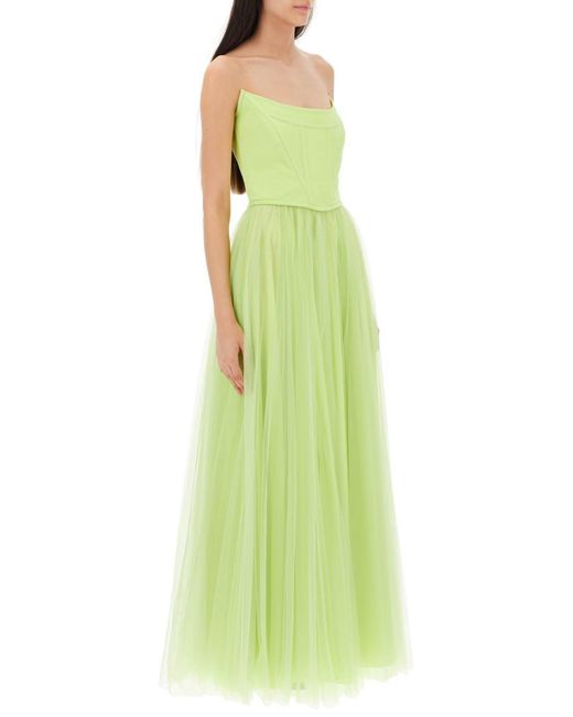 19:13 Dresscode Green 1913 Dresscode Long Bustier Dress With Shaped Neckline