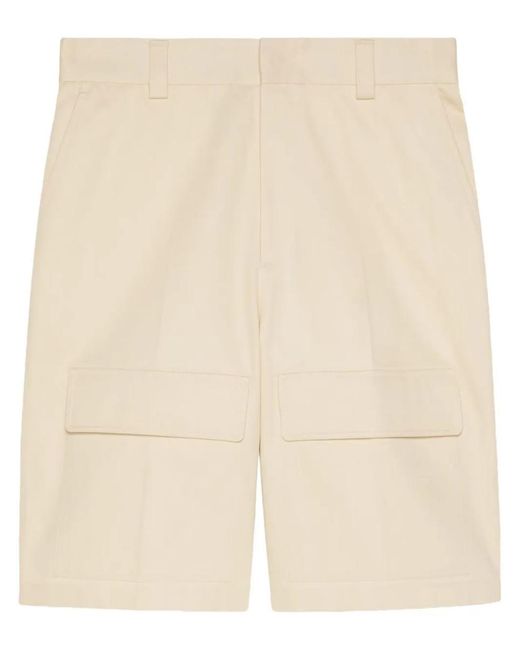 Gucci Natural Cotton Drill Shorts for men