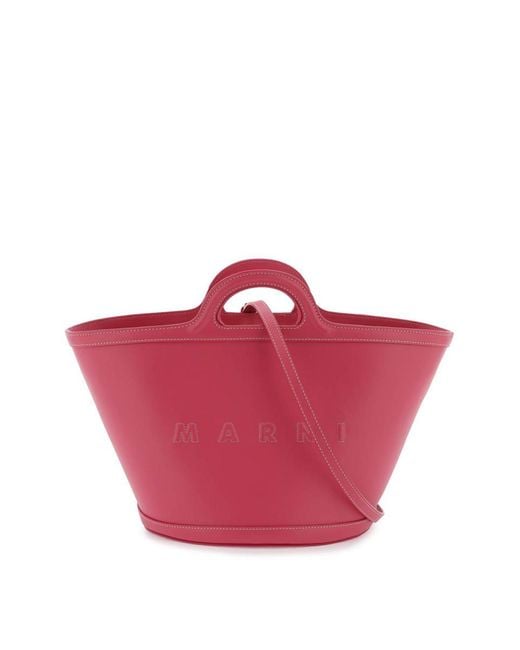 Marni Pink Leather Small Tropicalia Bucket Bag