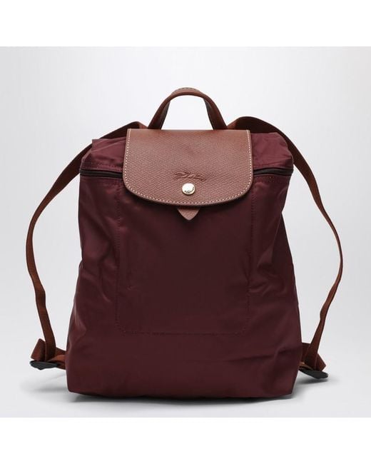 Longchamp Purple Le Pliage Original Burgundy Backpack M